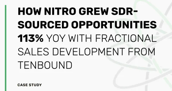 How Nitro Grew SDR-Sourced Opportunities 113% with Fractional Sales Development from Tenbound